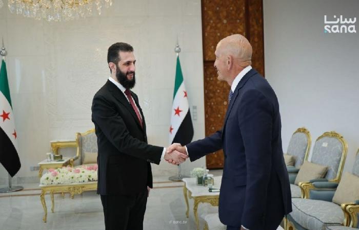 الشرع يبحث مع برّاك التعاون الاقتصادي ومستجدات المنطقة