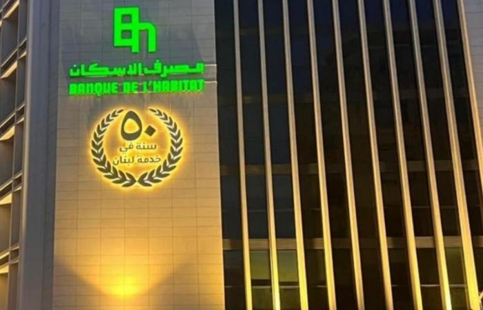 مصرف الإسكان يضيء يوبيله الذهبي على مقرّه الرئيسي